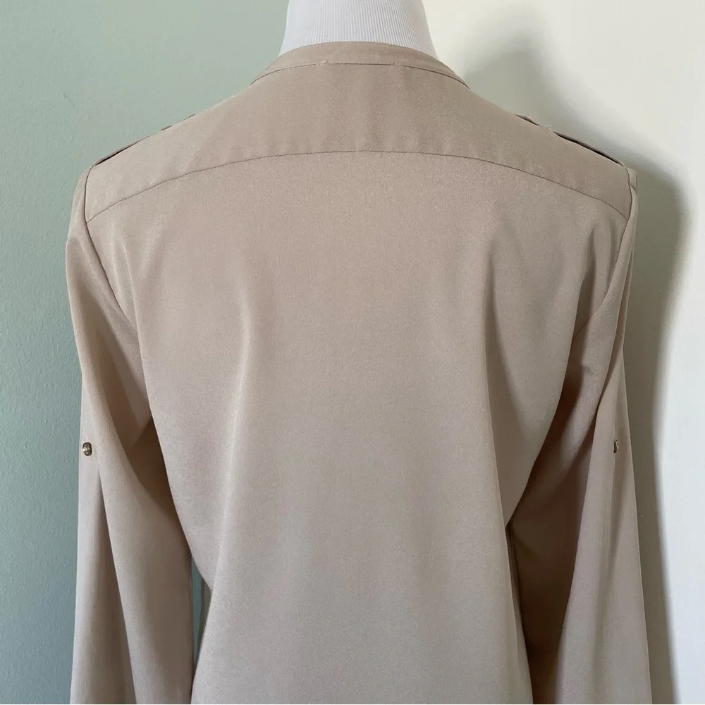 Calvin Klein Women’s Button Down Blouse Size S Beige